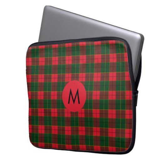 Monogram Winter Holiday Tartan pattern Scottish Laptopschutzhülle (Vorderseite Links)