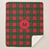 Monogram Winter Holiday Tartan pattern Scottish Sherpadecke (Vorderseite)