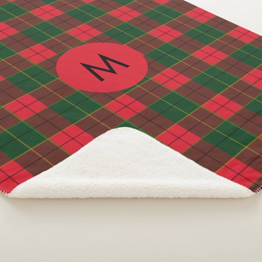 Monogram Winter Holiday Tartan pattern Scottish Sherpadecke (3/4)
