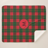 Monogram Winter Holiday Tartan pattern Scottish Sherpadecke (Vorderseite (Horizontal))