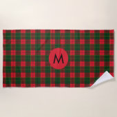 Monogram Winter Holiday Tartan pattern Scottish Strandtuch (Vorderseite)