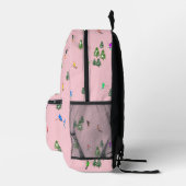 Monogram Winter Pink Skiers Skifahren Bedruckter Rucksack (Rechts)