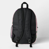 Monogram Winter Pink Skiers Skifahren Bedruckter Rucksack (Rückseite)