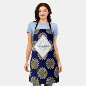 Monogram, wir beobachten Sie Navy & Gold Polka Dot Schürze (Getragen)