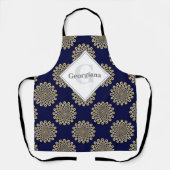 Monogram, wir beobachten Sie Navy & Gold Polka Dot Schürze (Vorderseite)