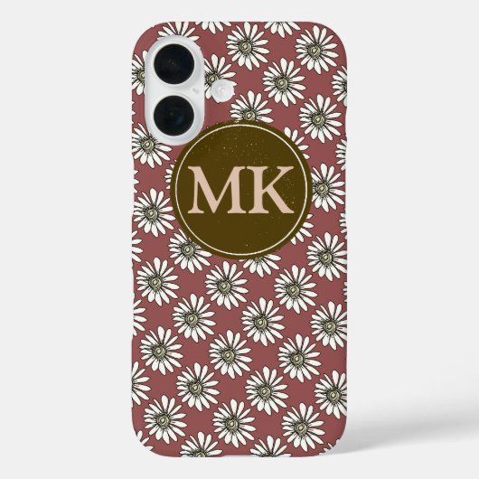 monogram with daisies Case-Mate iPhone hülle (Rückseite)