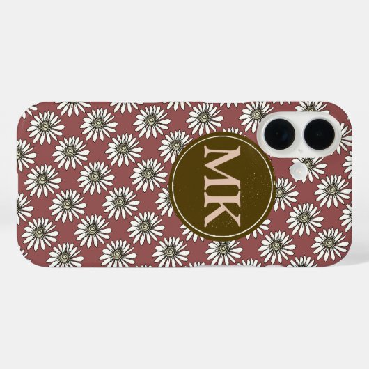 monogram with daisies Case-Mate iPhone hülle (Rückseite (Horizontal))