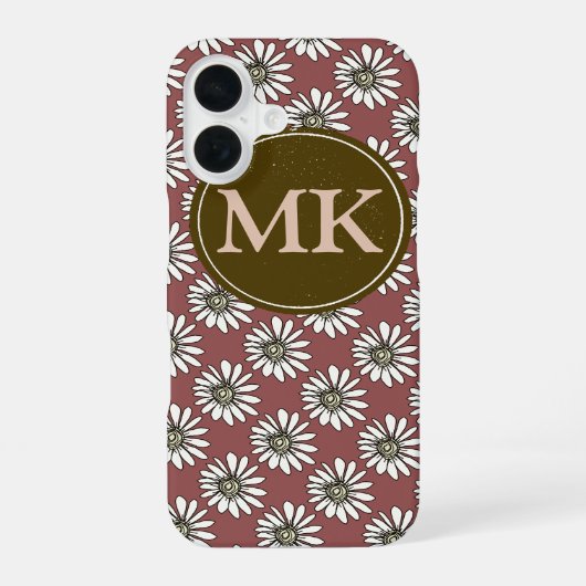 monogram with daisies iPhone 16 hülle (Rückseite)