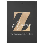 Monogram with Initial Z & Custom Name Personalized Klemmbrett (Rückseite)