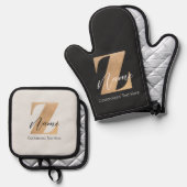 Monogram with Initial Z & Custom Name Personalized Ofenhandschuh & Topflappen-Set (Vorderseite/Rückseite)