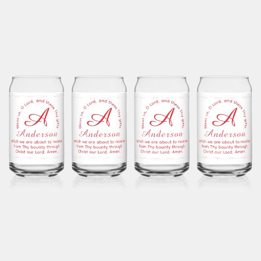 Monogram with Name Catholic Blessing Drinkware Set Dosenglas (Vorderseite)