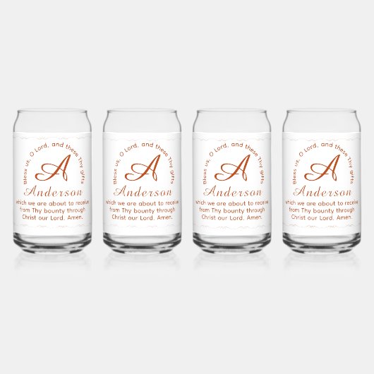 Monogram with Name Catholic Blessing Drinkware Set Dosenglas (Vorderseite)