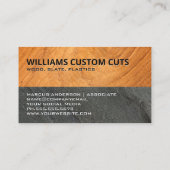 Monogram Wood and Slate | Tabellenzählung Visitenkarte (Rückseite)