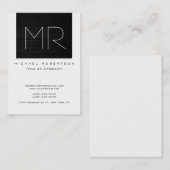 Monogram Wood Effect Striping White Business Card Visitenkarte (Vorne/Hinten)