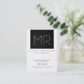 Monogram Wood Effect Striping White Business Card Visitenkarte (Stehend Vorderseite)
