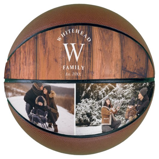 Monogram Wood Foto Collage Basketball (Vorderseite)