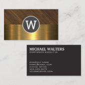 Monogram Wood Gold Metall Visitenkarte (Vorne/Hinten)