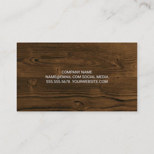 Monogram Wood Grain | Carpentry Visitenkarte (Rückseite)