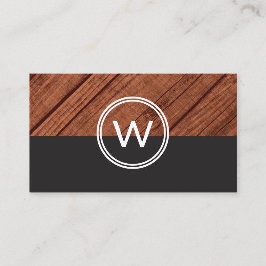 Monogram Wood Grain Two Tone Visitenkarte (Vorderseite)