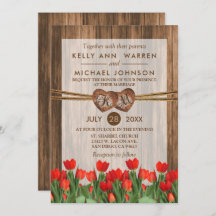 Monogram Wood Hearts with Red Tulips