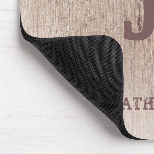 Monogram Wood Look Trendy Elegant Template Mousepad (Ecke)