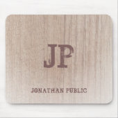 Monogram Wood Look Trendy Elegant Template Mousepad (Vorne)