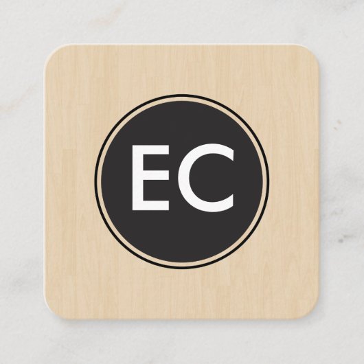 Monogram Wood Quadratische Visitenkarte (Vorderseite)