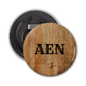 Monogram Wood Rustic Country Brown Black Flaschenöffner (Vorderseite)