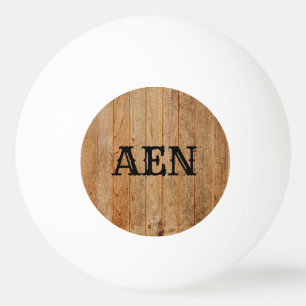 Monogram Wood Rustic Country Brown Black Tischtennisball