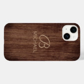 Monogram Wood Rustic Timer Personalisiert Name Case-Mate iPhone Hülle (Rückseite (Horizontal))