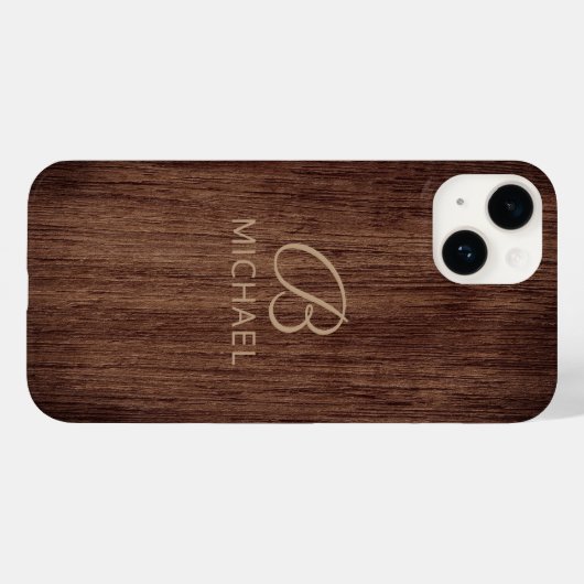 Monogram Wood Rustic Timer Personalisiert Name Case-Mate iPhone Hülle (Rückseite (Horizontal))