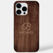 Monogram Wood Rustic Timer Personalisiert Name Case-Mate iPhone Hülle (Rückseite)