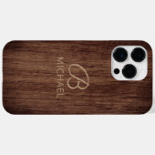 Monogram Wood Rustic Timer Personalisiert Name Case-Mate iPhone Hülle (Rückseite (Horizontal))