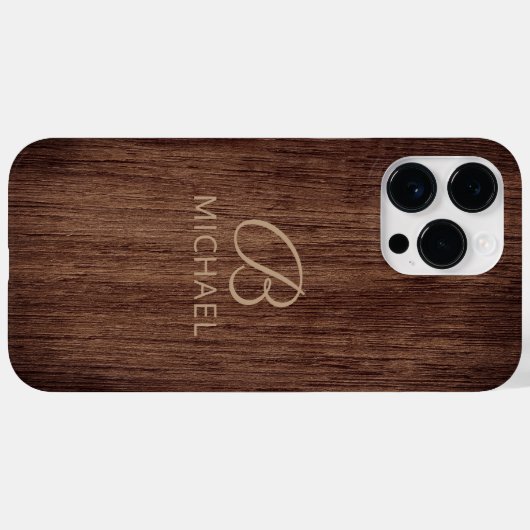 Monogram Wood Rustic Timer Personalisiert Name Case-Mate iPhone Hülle (Rückseite (Horizontal))