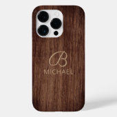 Monogram Wood Rustic Timer Personalisiert Name Case-Mate iPhone Hülle (Rückseite)