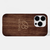 Monogram Wood Rustic Timer Personalisiert Name Case-Mate iPhone Hülle (Rückseite (Horizontal))