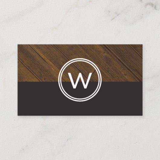 Monogram Wood Two Tone Business Card Visitenkarte (Vorderseite)