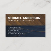 Monogram Wood Two Tone Business Card Visitenkarte (Rückseite)