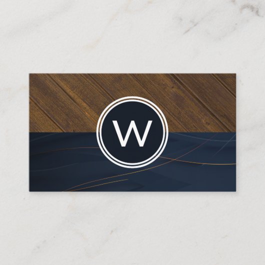 Monogram Wood Two Tone Business Card Visitenkarte (Vorderseite)