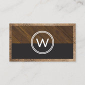 Monogram Wood Two Tone | Leather Trim Visitenkarte (Vorderseite)