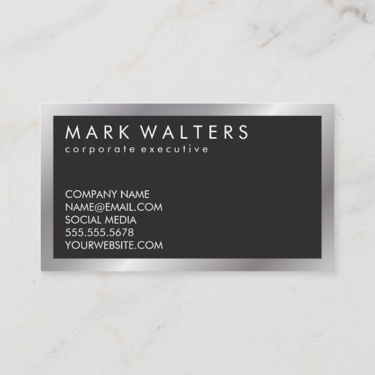 Monogram Wood Two Tone | Metallgrenze Visitenkarte (Rückseite)