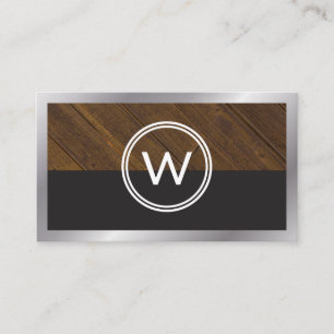 Monogram Wood Two Tone Metallgrenze Visitenkarte