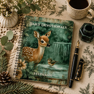 Monogram Woodland Deer Daily Andachten    Notizblock
