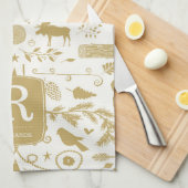 Monogram Woodland Holiday Kitchen Handtuch (Viertel Falte)