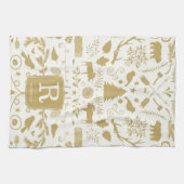 Monogram Woodland Holiday Kitchen Handtuch (Horizontal)