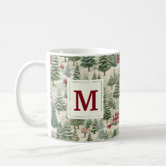 Monogram Woodland Rustikales Land Weihnachten Nied Kaffeetasse