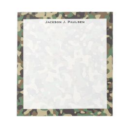 Monogram Woodland Tan Brown Green Gray Camouflage Notizblock