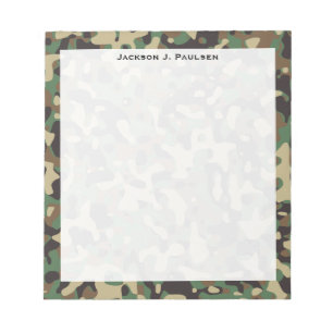 Monogram Woodland Tan Brown Green Gray Camouflage Notizblock