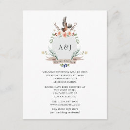 Monogram Woodland Wappen Wedding Guest Details Begleitkarte