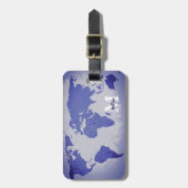 Monogram World Map Blue Artsy Name Gift Favor Gepäckanhänger (Vorderseite vertikal)